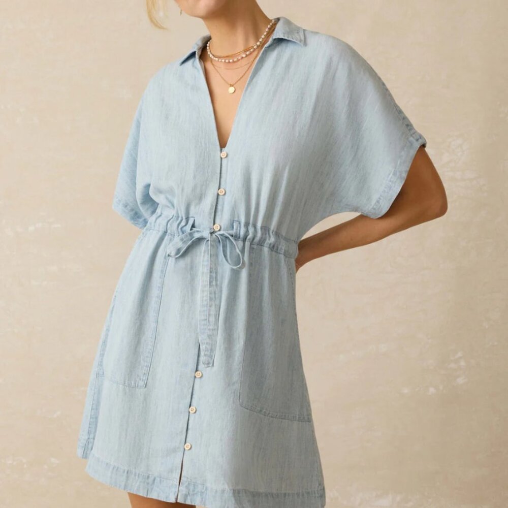Faherty Tried & True Chambray Oakley Dress - Arctic Sea Wash / M